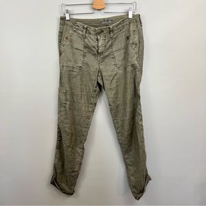 Level 99 Olive Linen/Tencel Cargo Pants | Size 28